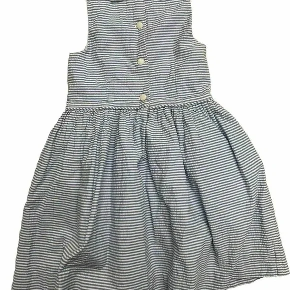 Girls Polo Ralph Lauren Formal Blue Seersucker Spring Or Summer Dress Size 4 - Picture 2 of 5